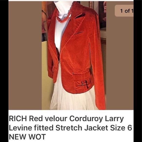 Larry Levine Jackets & Blazers - Larry Levine vintage Red Stretch blazer size 6 EUC